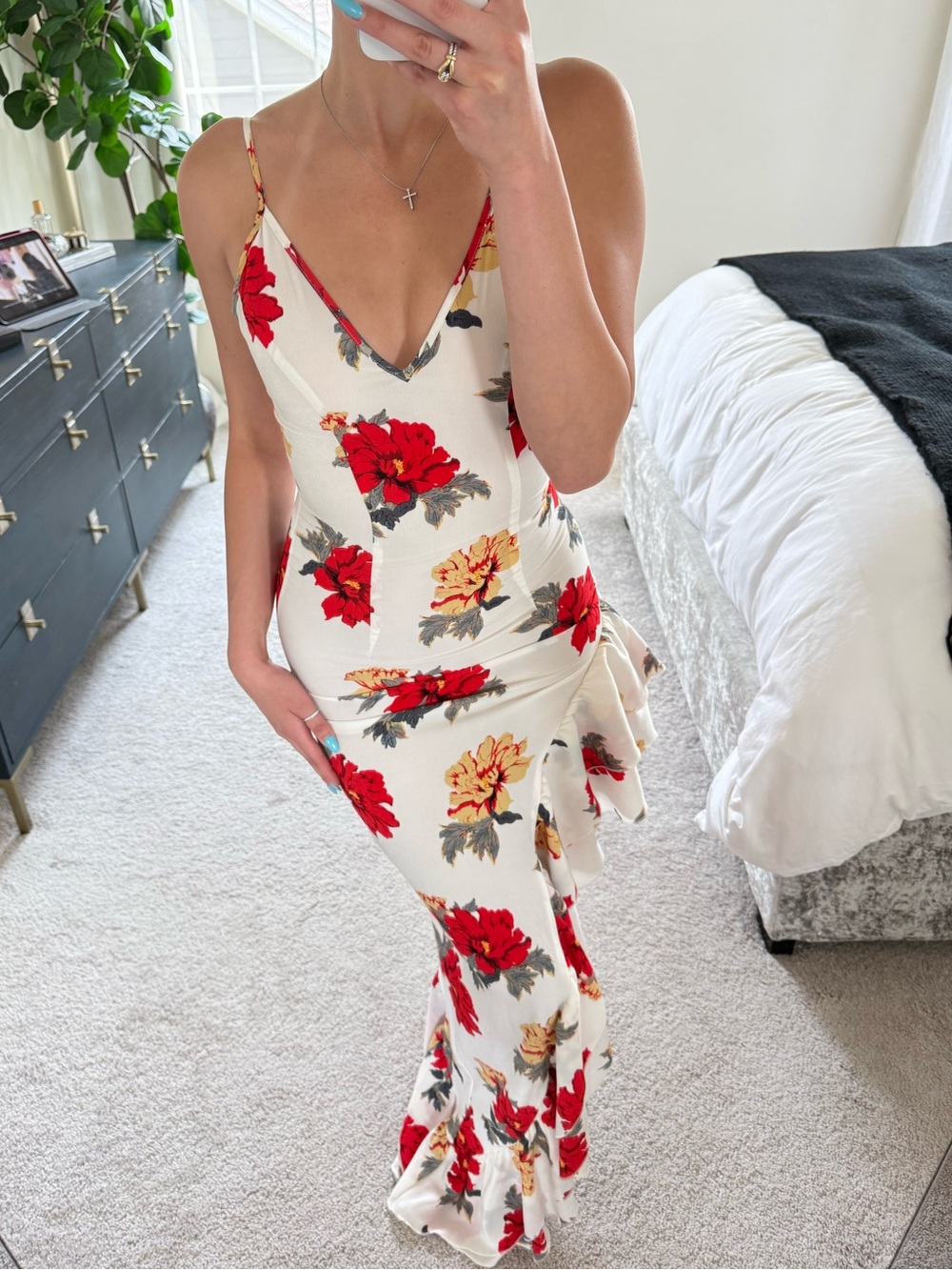 Floral Ruffle High-Low Dress
